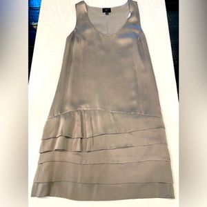 Banana Republic, silk silver/gray sleeveless dress.